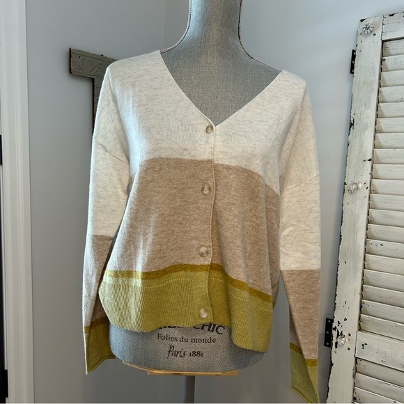 Reitmans Sweaters - REITMAN’S Cashmere Blend colour block V-neck Button Up Cardigan cottagecore